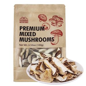 VIGOROUS MOUNTAINS Dried Mixed Mushrooms Blend - Bold Flavor & Soft Texture - Vegan Cooking Essentials - |53oz (100g) -